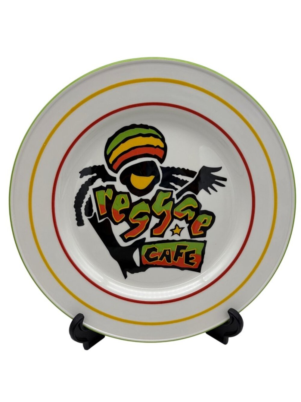 Reggae Cafe Steelite England Plate 11.75" Rasta Colors Restaurant Ware Vintage